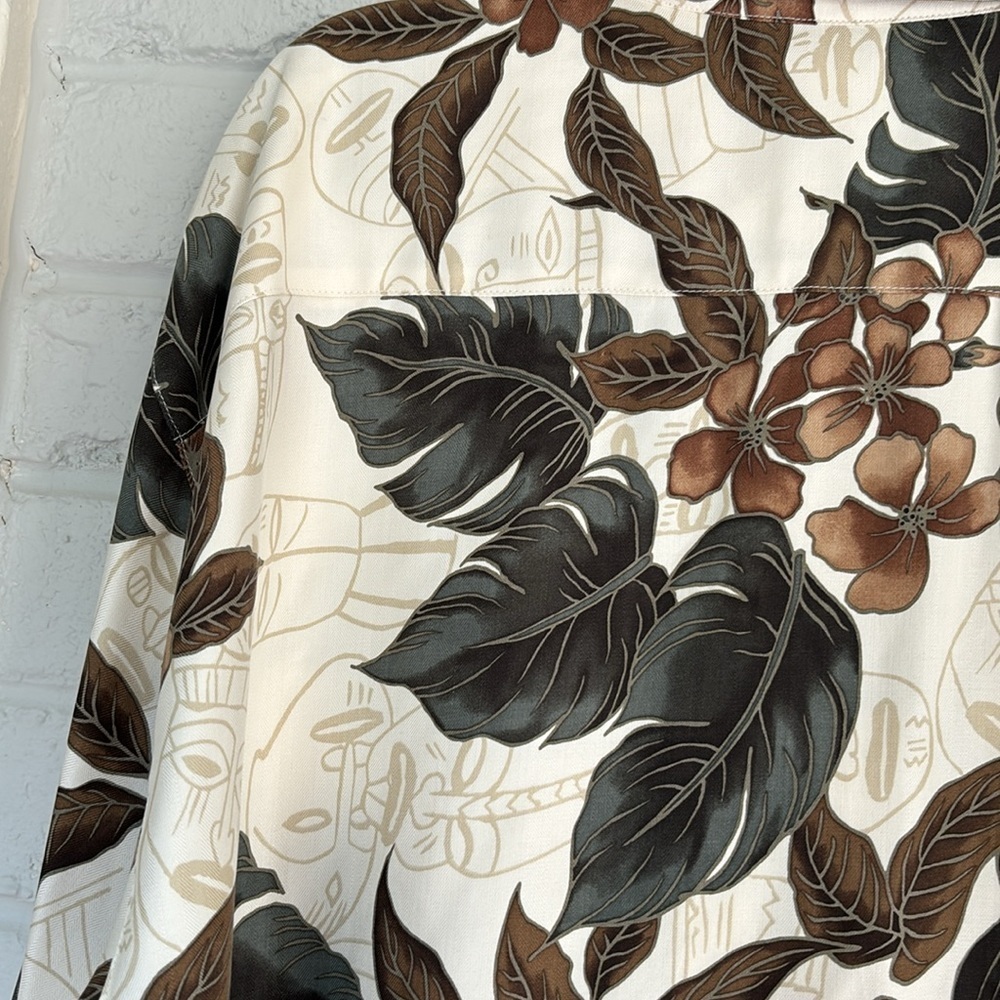 Burma and Bibas 100% Silk Hawaiian Tribal Print Short Sleeve Shirt Size XL - Picture 7 of 7